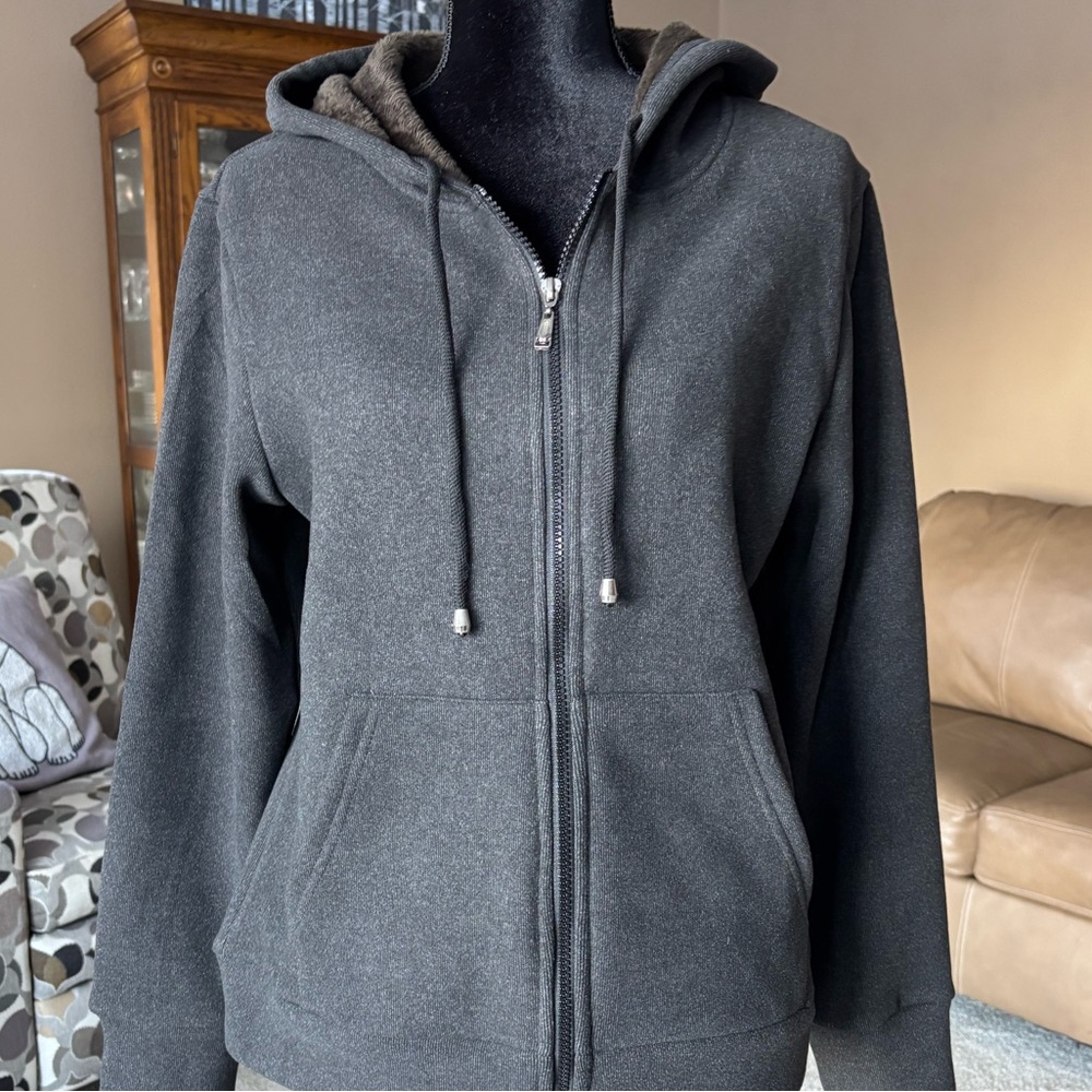 Dark Gray Lined Zip up Sweatshirt M NWOT